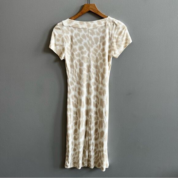 Class Roberto Cavalli Beige Cream Animal Print Dress Size 8 Leopard Short Sleeve - Picture 5 of 14